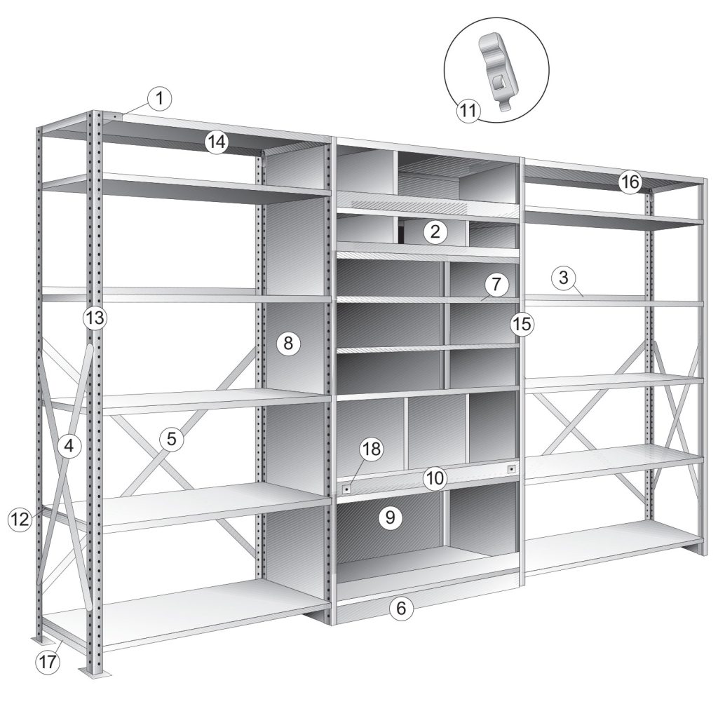 WPSS deluxe industrial shelving systems diagram