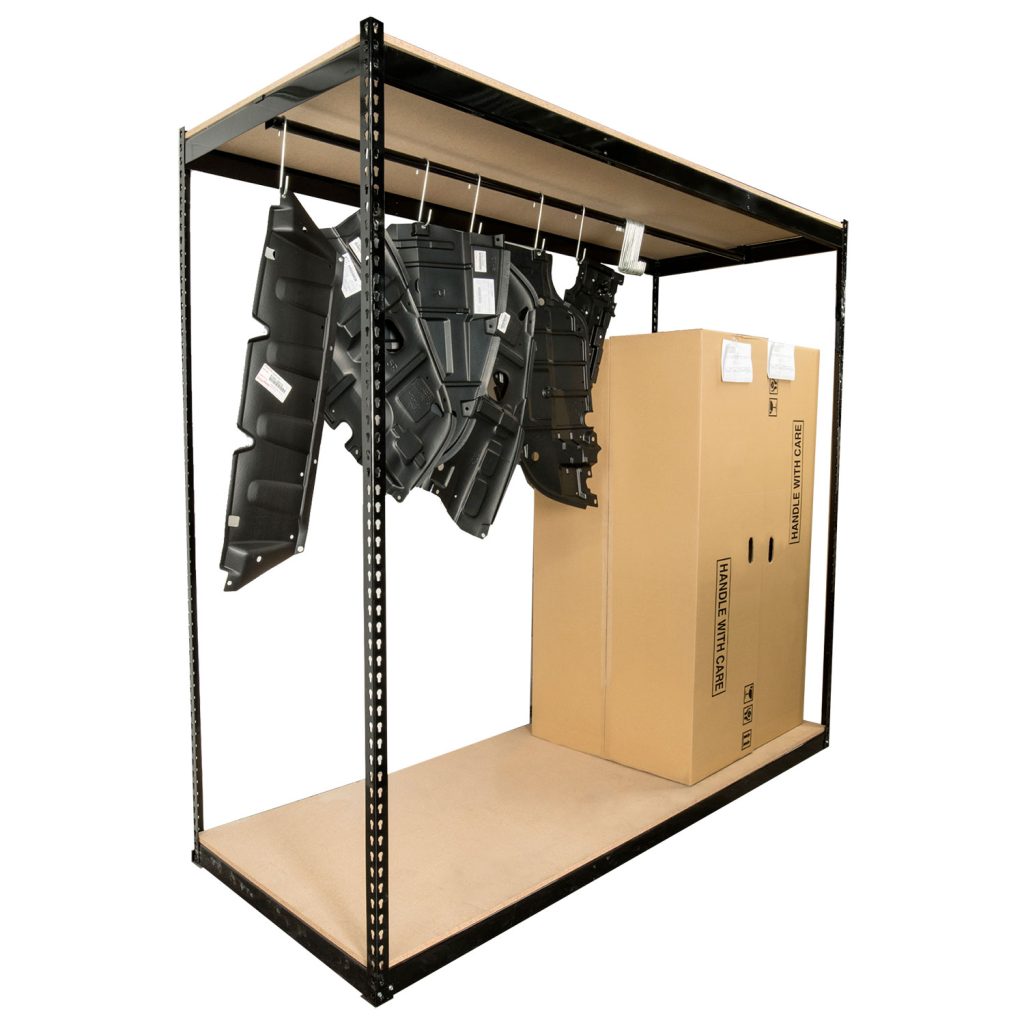 WPSS rivetier hanging rack with particle board shelves