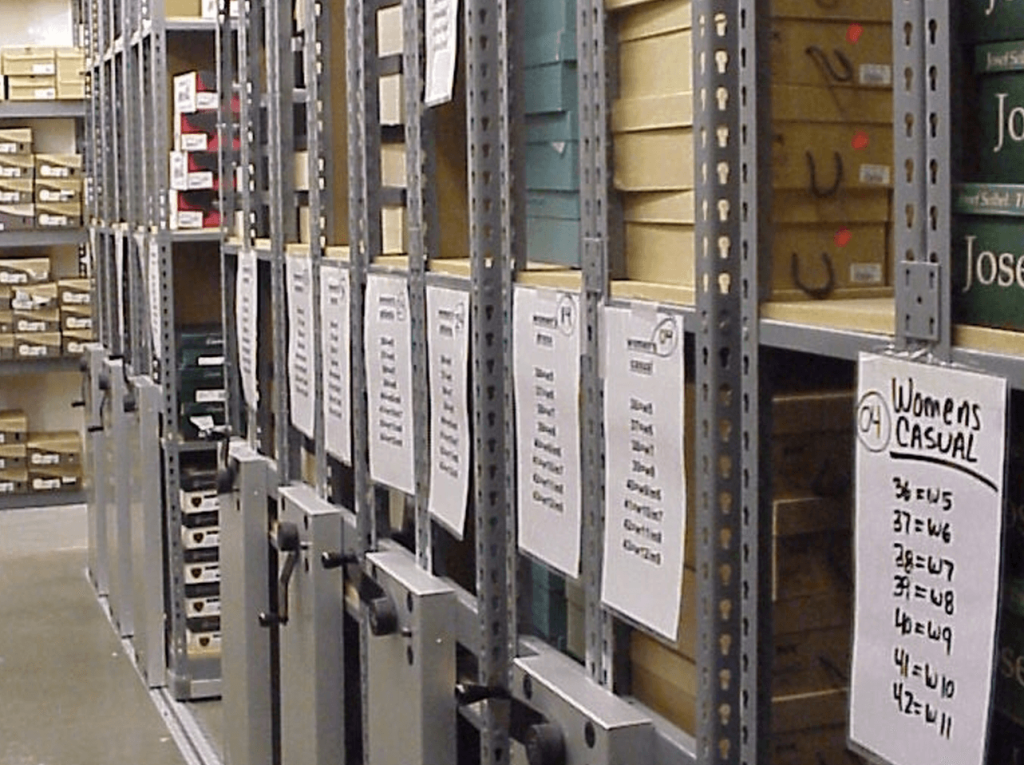 WPSS rivetier retail install shoe storage on mobile rack